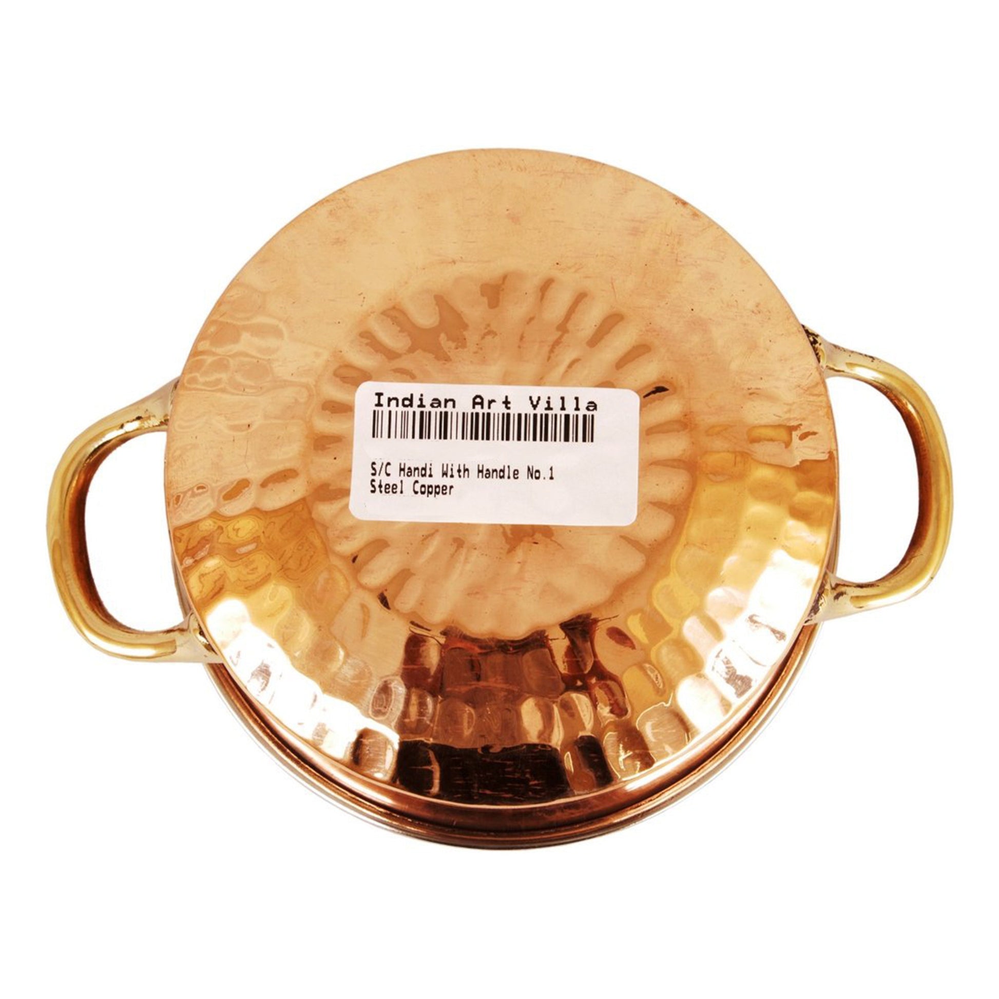 Indian Art Villa: Stainless Steel & Copper Handi with Handle – Perfect for Traditional Cooking and Serving