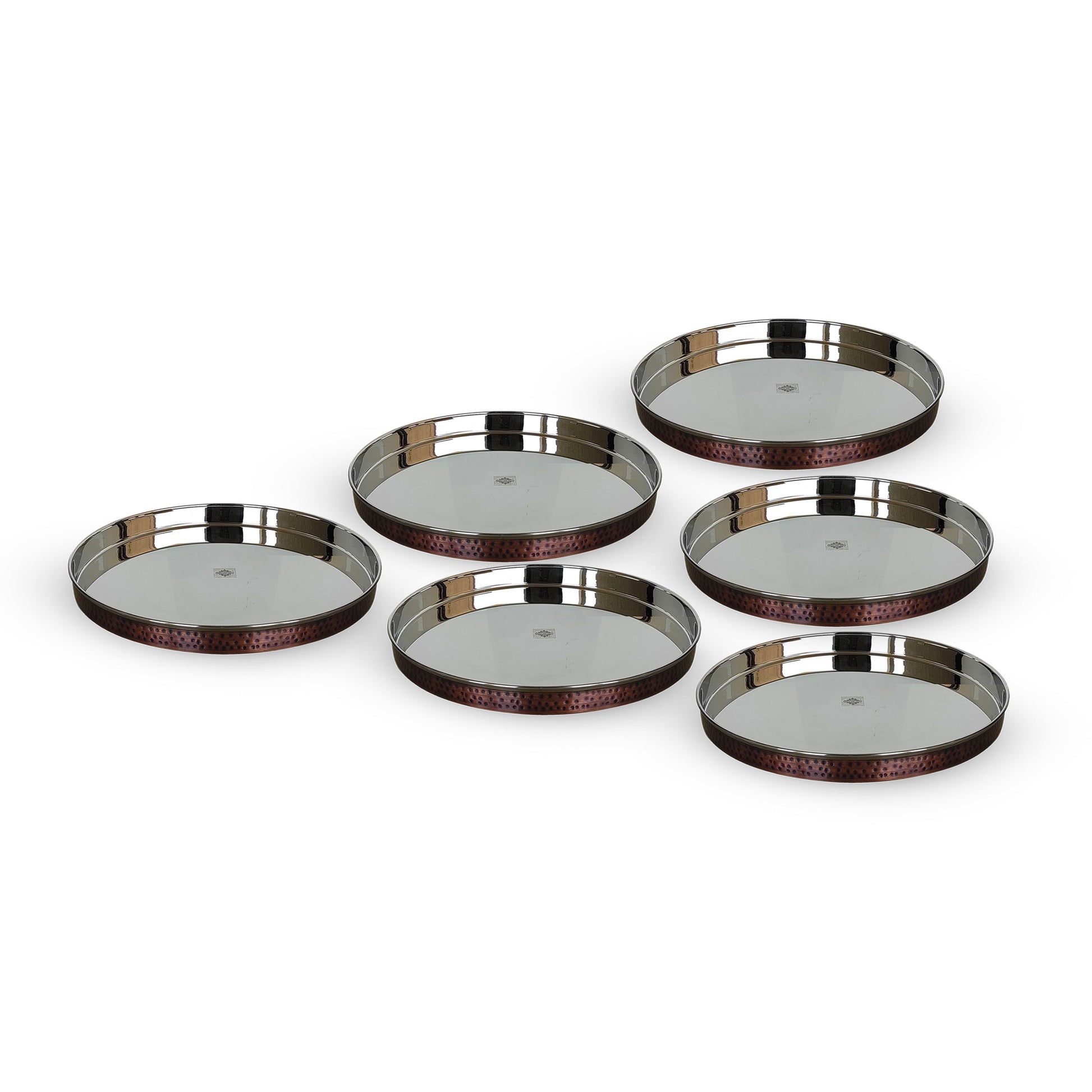 Steel Copper Thali/Plate With Hammered Antique Dark Tone Design, Dinnerware & Tableware for Home, Hotel & Restaurants