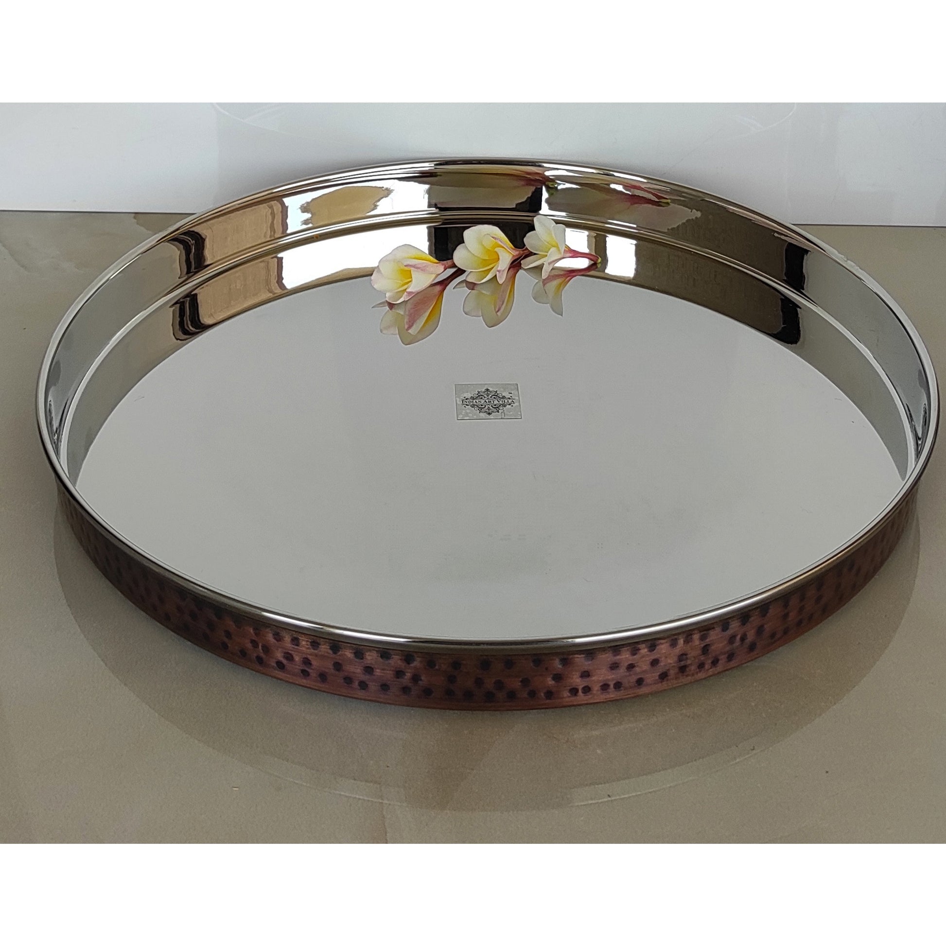 Steel Copper Thali/Plate With Hammered Antique Dark Tone Design, Dinnerware & Tableware for Home, Hotel & Restaurants