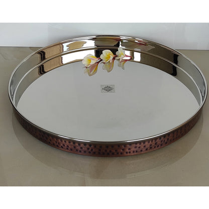 Steel Copper Thali/Plate With Hammered Antique Dark Tone Design, Dinnerware & Tableware for Home, Hotel & Restaurants