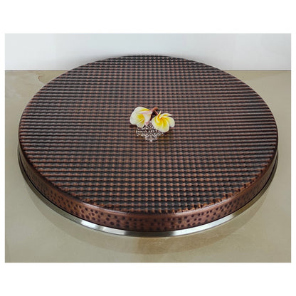 Steel Copper Thali/Plate With Hammered Antique Dark Tone Design, Dinnerware & Tableware for Home, Hotel & Restaurants