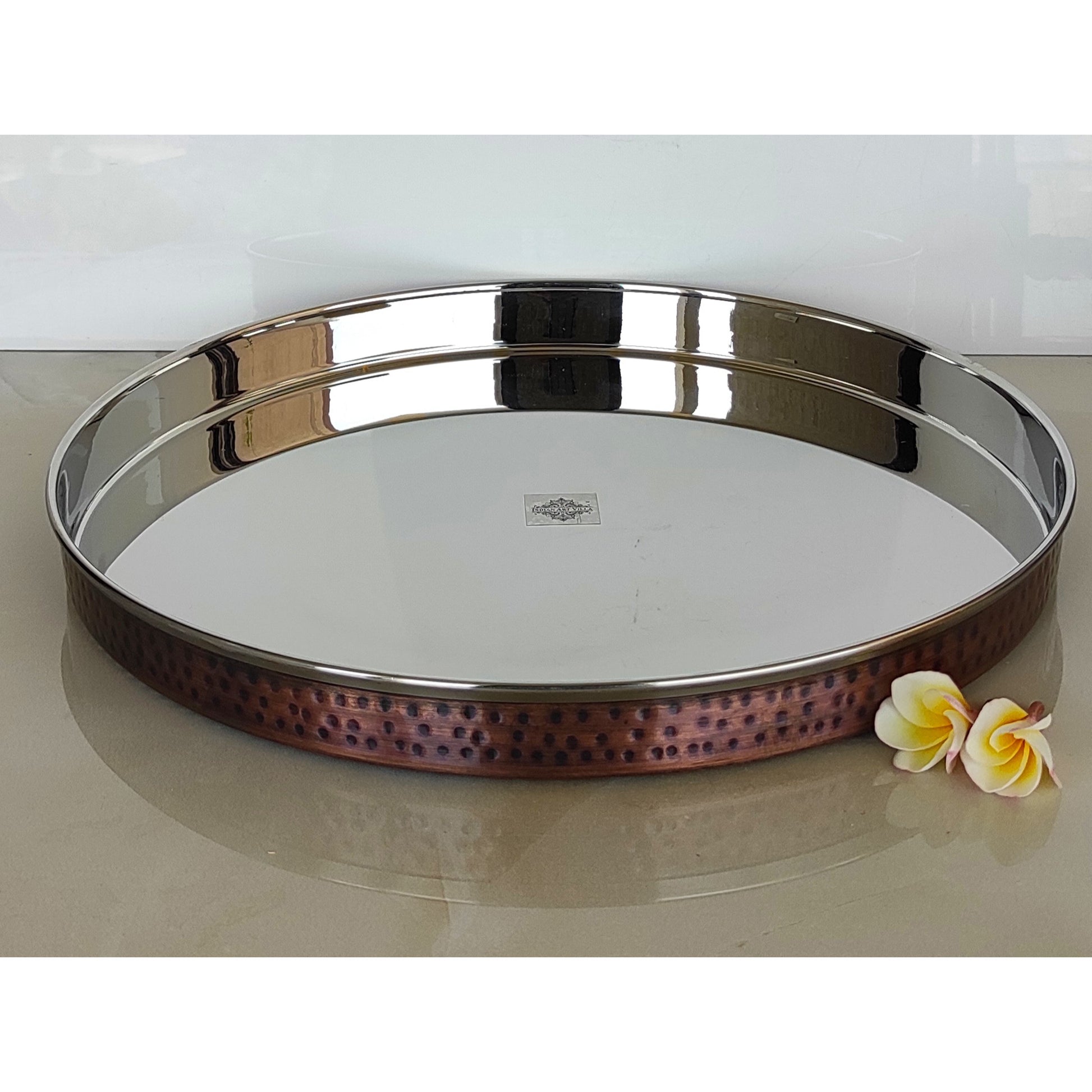 Steel Copper Thali/Plate With Hammered Antique Dark Tone Design, Dinnerware & Tableware for Home, Hotel & Restaurants