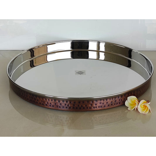 Steel Copper Thali/Plate With Hammered Antique Dark Tone Design, Dinnerware & Tableware for Home, Hotel & Restaurants