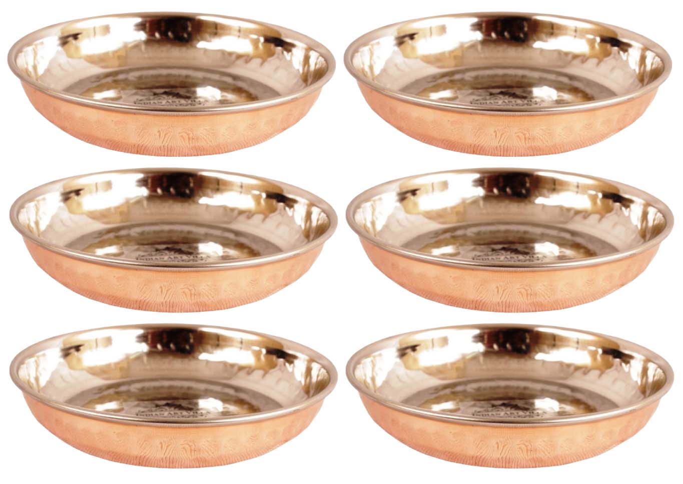 Steel Copper Rice/Halwa Plate With Hammered Design, Tableware & Serveware, Diameter-12.45 cm