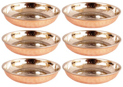 Steel Copper Rice/Halwa Plate With Hammered Design, Tableware & Serveware, Diameter-12.45 cm