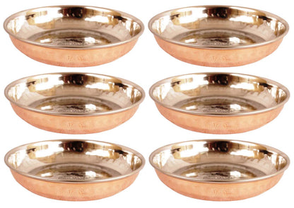 Steel Copper Rice/Halwa Plate With Hammered Design, Tableware & Serveware, Diameter-12.45 cm