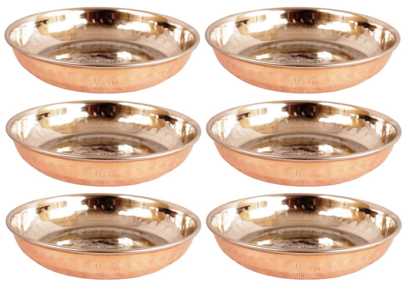 Steel Copper Rice/Halwa Plate With Hammered Design, Tableware & Serveware, Diameter-12.45 cm
