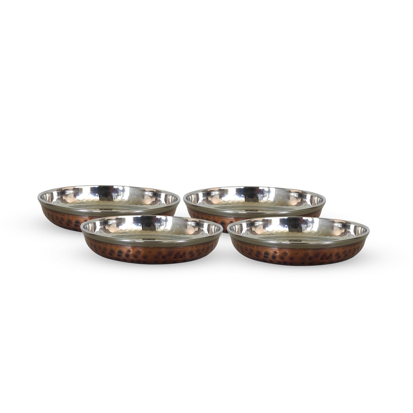Steel Copper Rice/Halwa Plate With Hammered Design, Tableware & Serveware, Diameter-12.45 cm