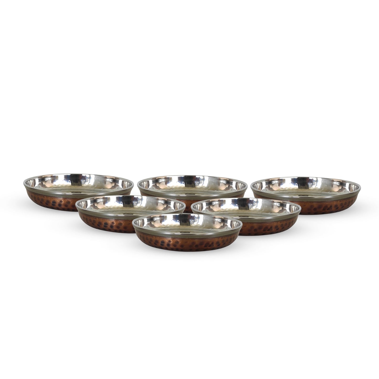Steel Copper Rice/Halwa Plate With Hammered Design, Tableware & Serveware, Diameter-12.45 cm