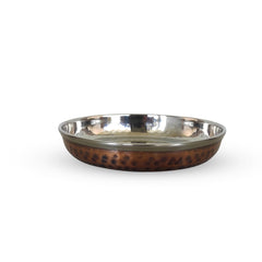 Steel Copper Rice/Halwa Plate With Hammered Design, Tableware & Serveware, Diameter-12.45 cm
