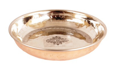 Steel Copper Rice/Halwa Plate With Hammered Design, Tableware & Serveware, Diameter-12.45 cm