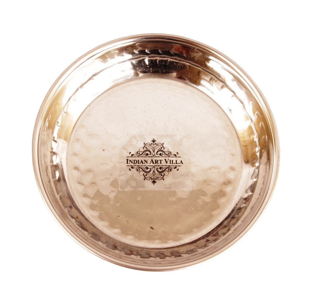 Steel Copper Rice/Halwa Plate With Hammered Design, Tableware & Serveware, Diameter-12.45 cm