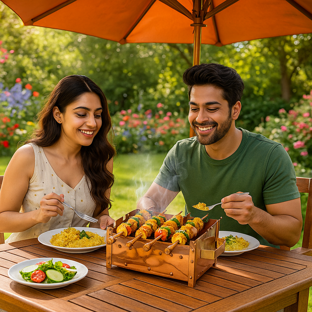 Copper Barbecue With 3 & 4 Skewer, Used for Grilling Chicken Paneer Tikka