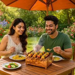 Copper Barbecue With 3 & 4 Skewer, Used for Grilling Chicken Paneer Tikka