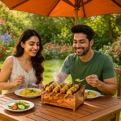 Copper Barbecue With 3 & 4 Skewer, Used for Grilling Chicken Paneer Tikka