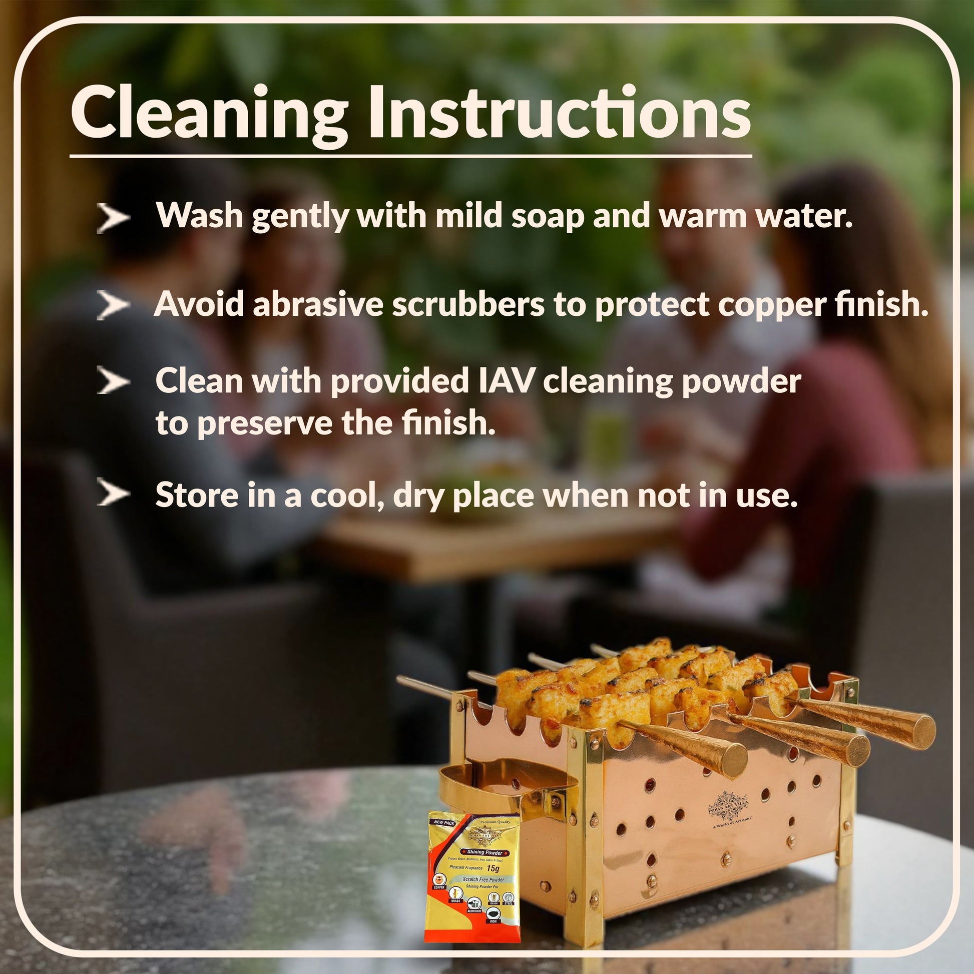 Copper Barbecue With 3 & 4 Skewer, Used for Grilling Chicken Paneer Tikka