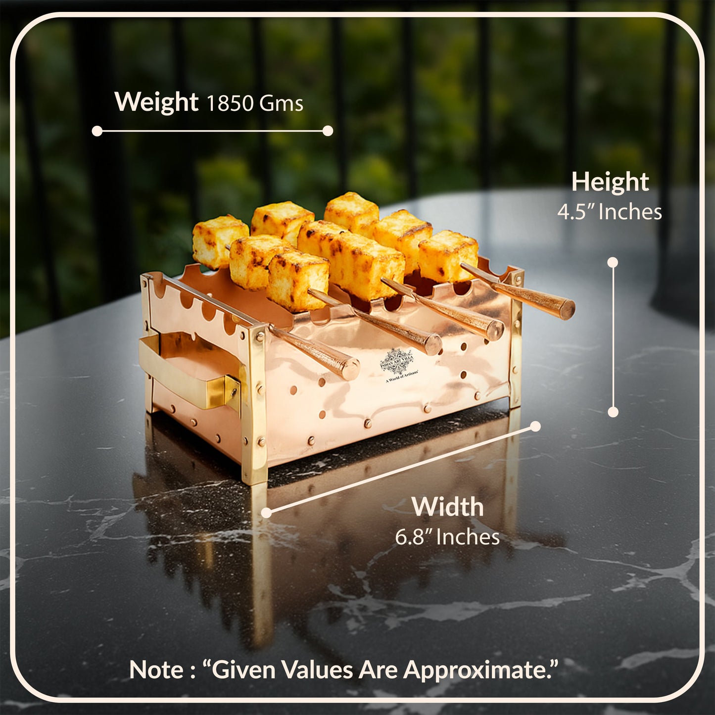 Copper Barbecue With 3 & 4 Skewer, Used for Grilling Chicken Paneer Tikka