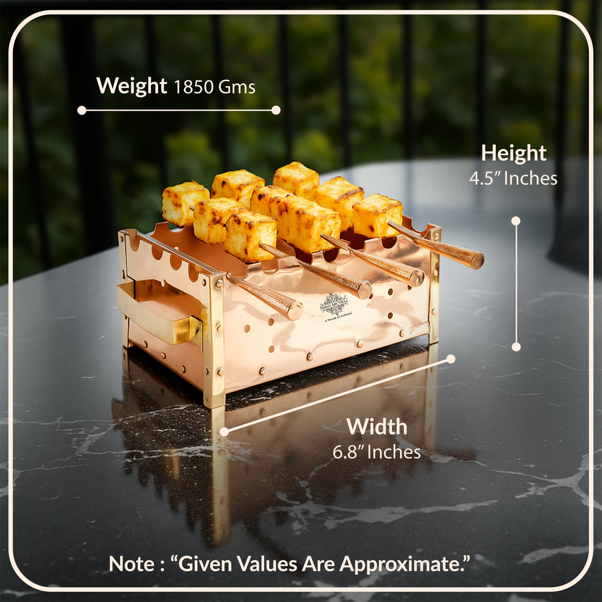 Copper Barbecue With 3 & 4 Skewer, Used for Grilling Chicken Paneer Tikka