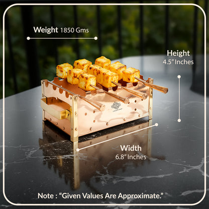 Copper Barbecue With 3 & 4 Skewer, Used for Grilling Chicken Paneer Tikka