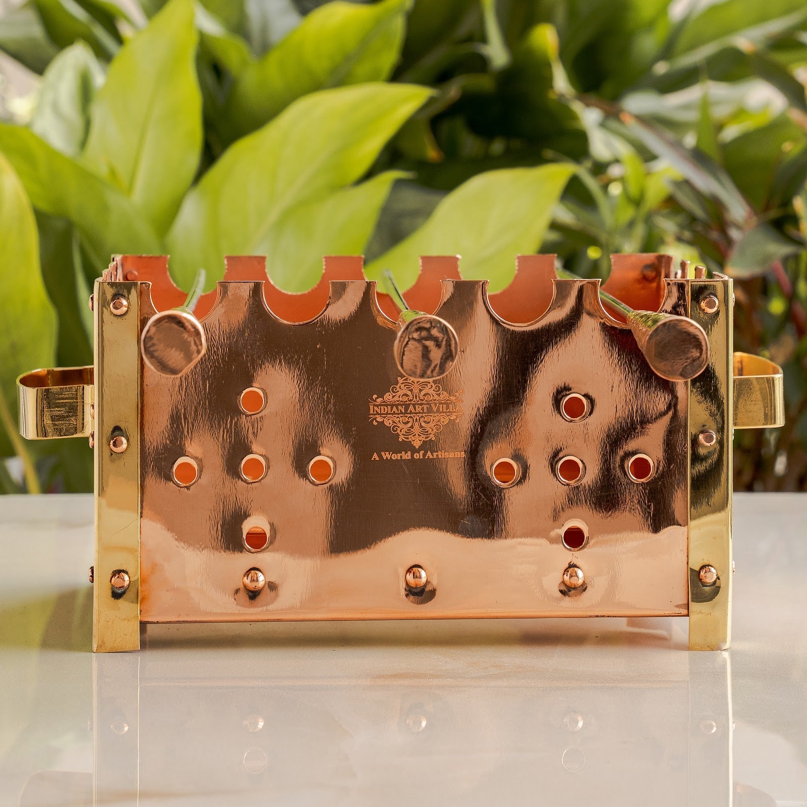 Copper Barbecue With 3 & 4 Skewer, Used for Grilling Chicken Paneer Tikka