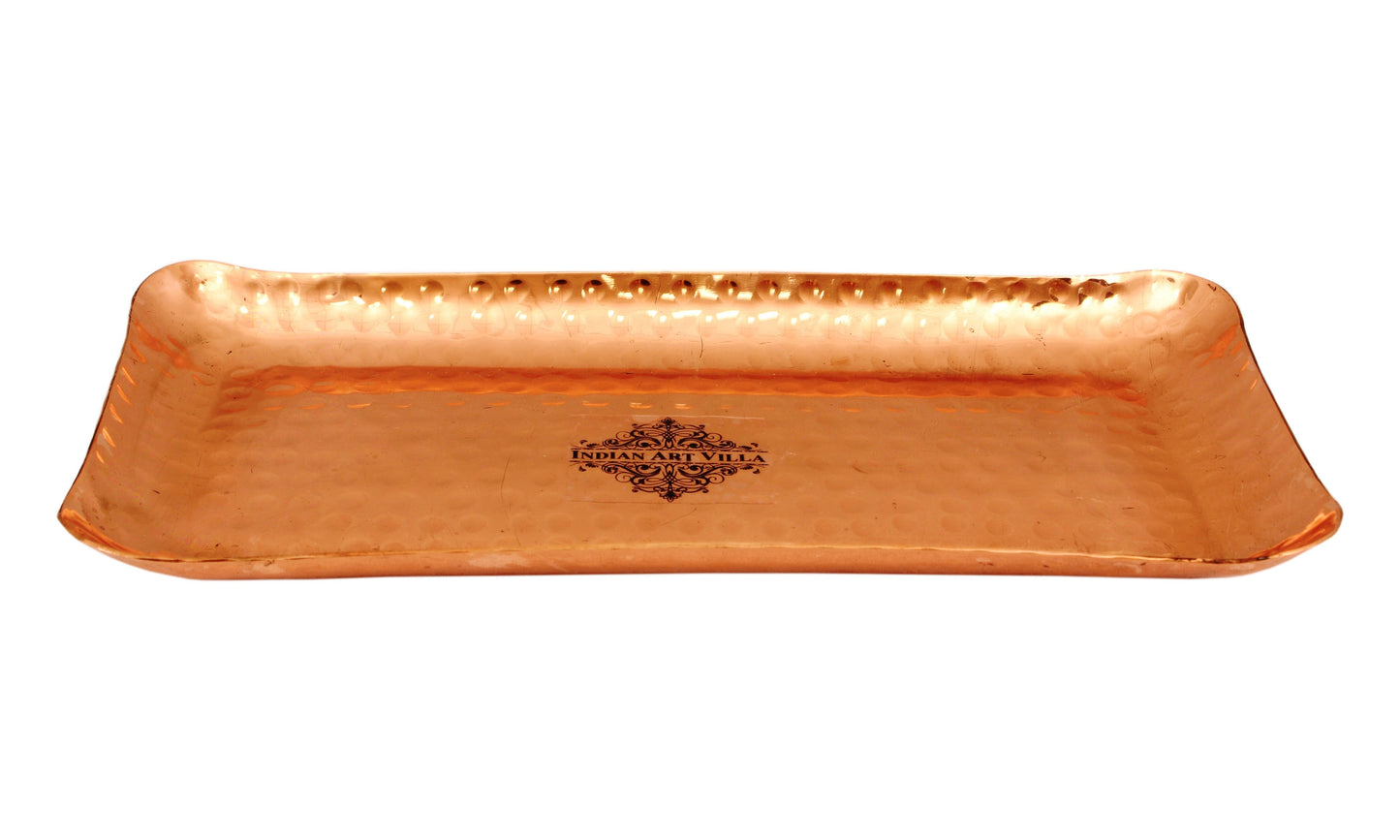 Pure Copper Hammered Design Rectangular Tray