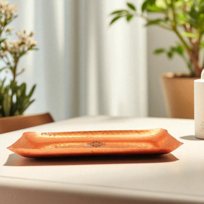 Pure Copper Hammered Design Rectangular Tray