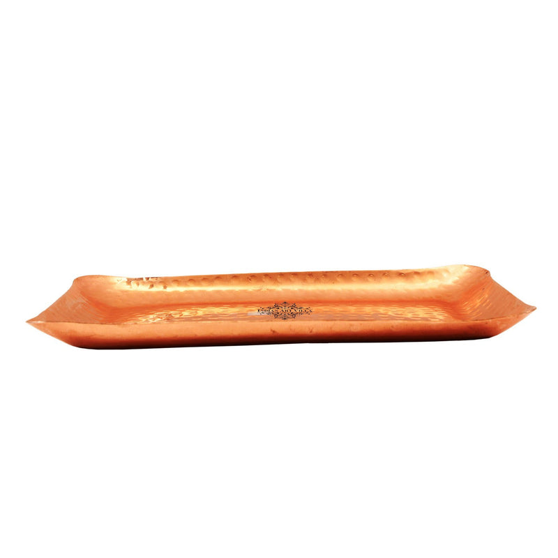 Pure Copper Hammered Design Rectangular Tray