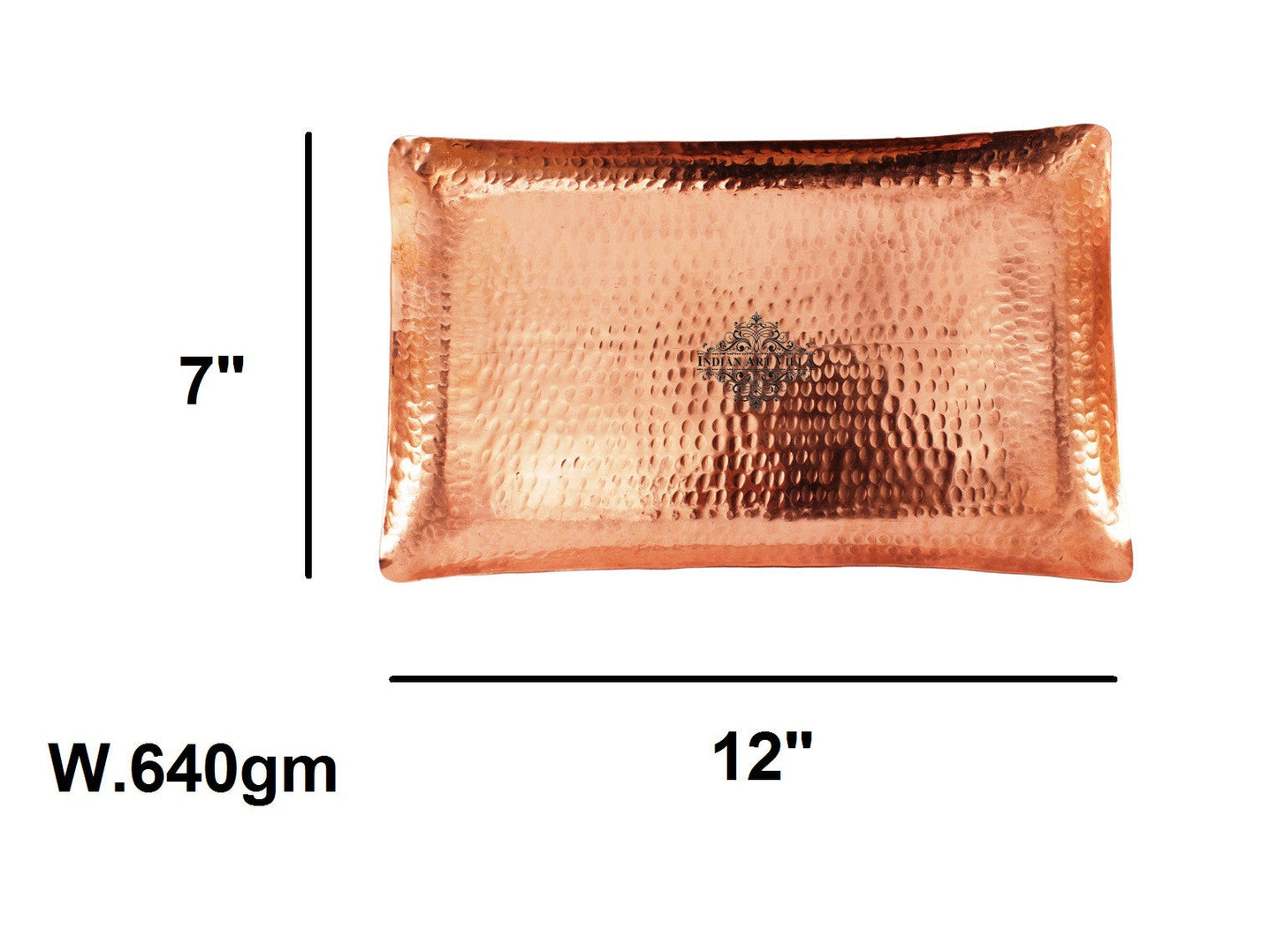 Pure Copper Hammered Design Rectangular Tray