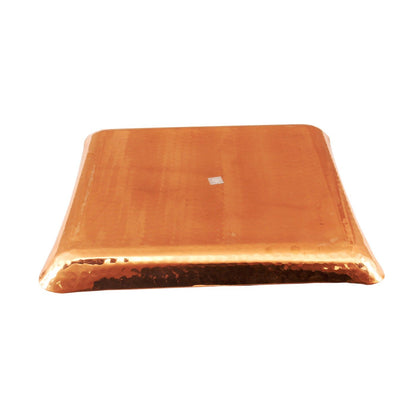 Handmade Pure Copper Square Tray with Hammered Design, Tableware, Serveware