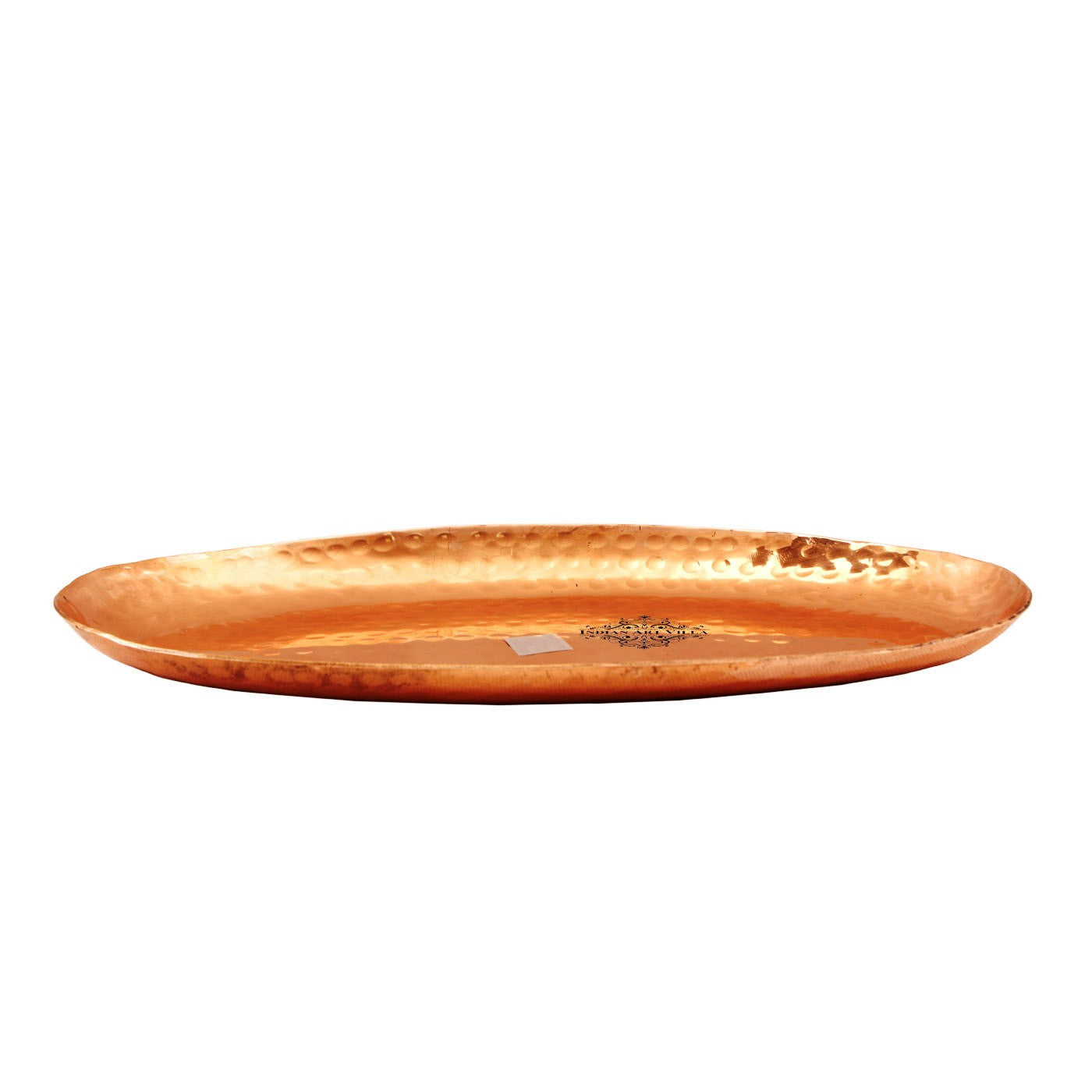Handmade Pure Copper Oval Tray with Hammered Design, Tableware, Serveware
