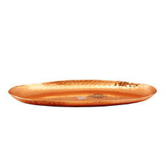 Handmade Pure Copper Oval Tray with Hammered Design, Tableware, Serveware