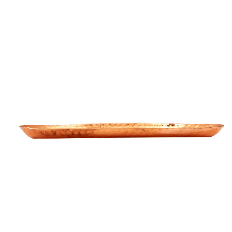 Handmade Pure Copper Oval Tray with Hammered Design, Tableware, Serveware