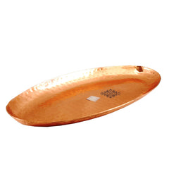 Handmade Pure Copper Oval Tray with Hammered Design, Tableware, Serveware