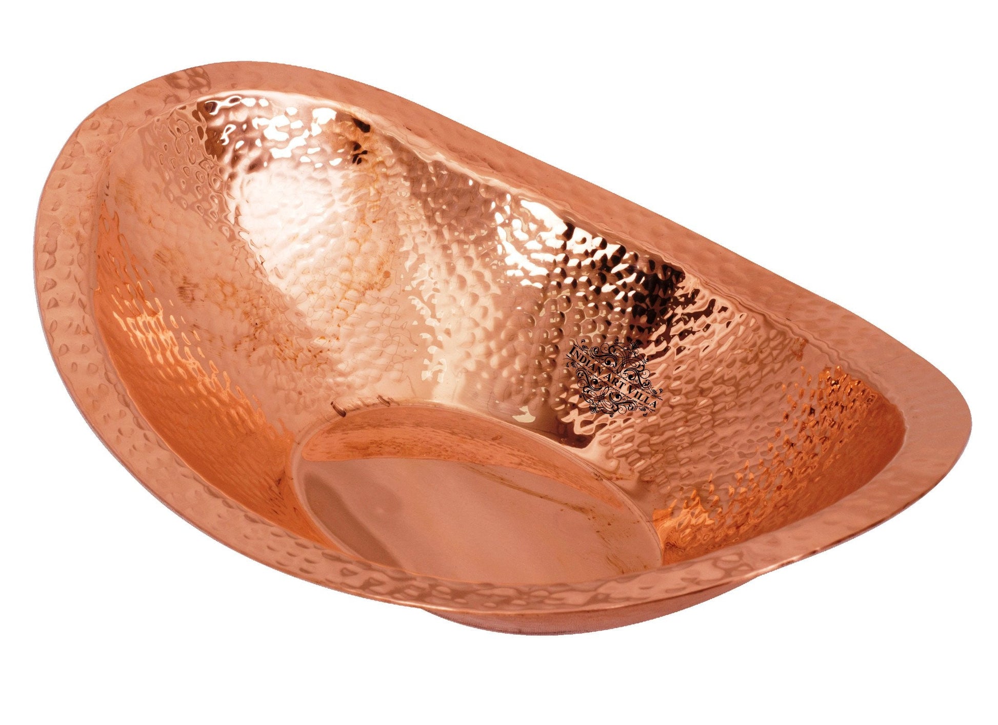 Pure Copper Hammered Design Oval Bread Basket