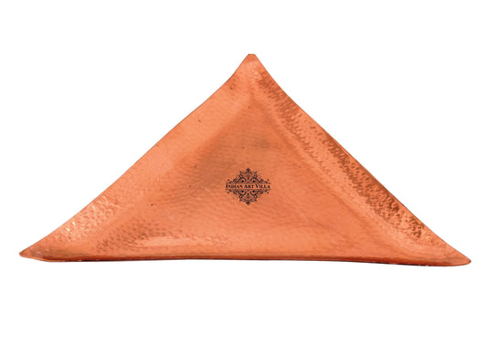 Pure Copper Hammered Design Triangular Serving Tray