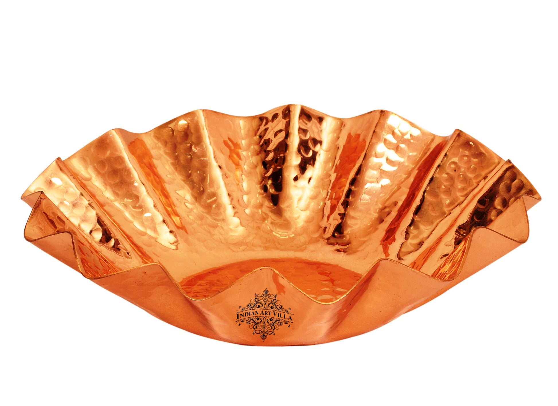 Handcrafted Pure Copper Hammered Design Round Bread Basket
