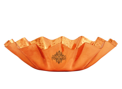 Handcrafted Pure Copper Hammered Design Round Bread Basket