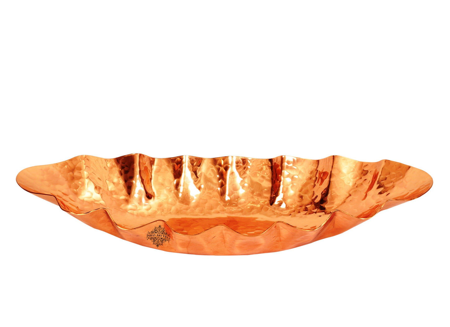 Handcrafted Pure Copper Hammered Design, Oval Shaped Bread Basket