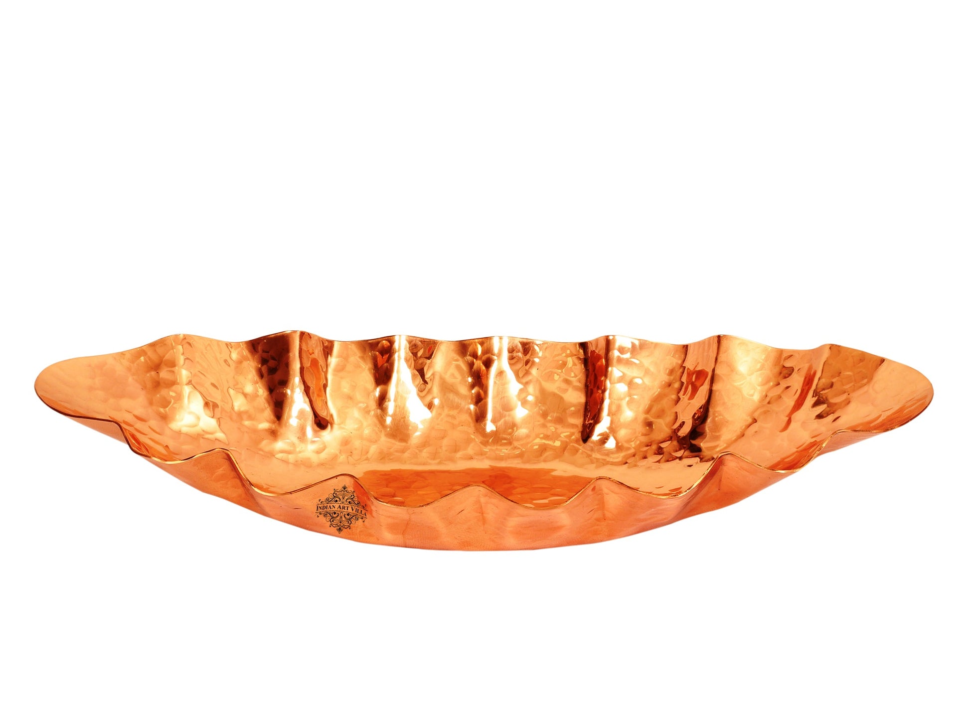 Handcrafted Pure Copper Hammered Design, Oval Shaped Bread Basket