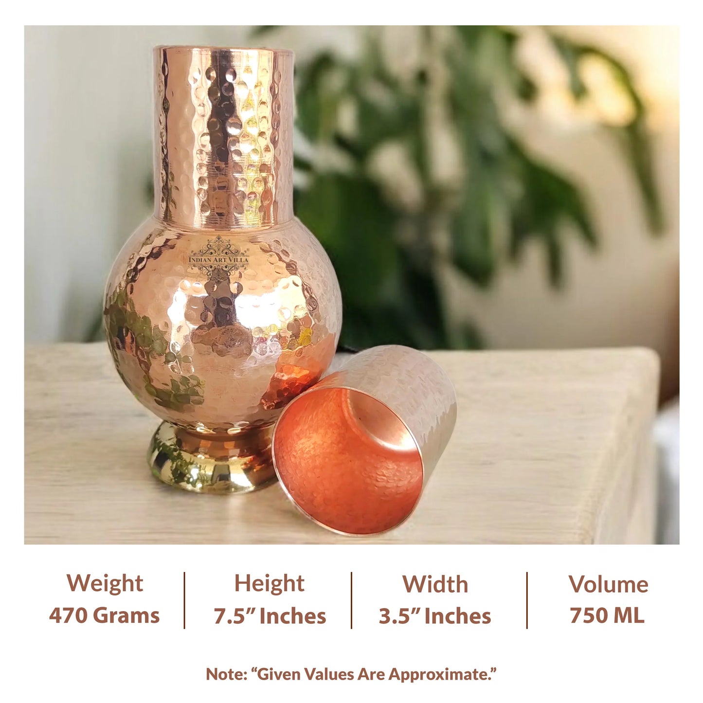Pure Copper Surai Design Bedroom water Bottle 700 ML