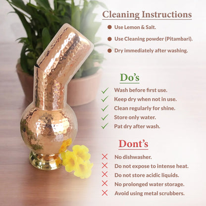 Pure Copper Surai Design Bedroom water Bottle 700 ML