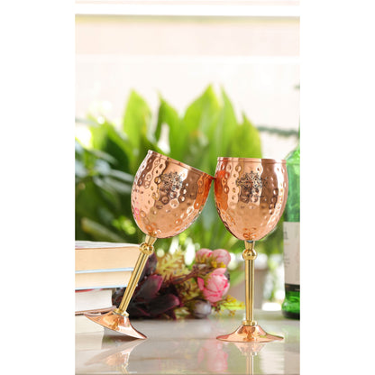 Handcrafted Pure Copper Champagne Glass with Hammered Design, 18.54 CMS