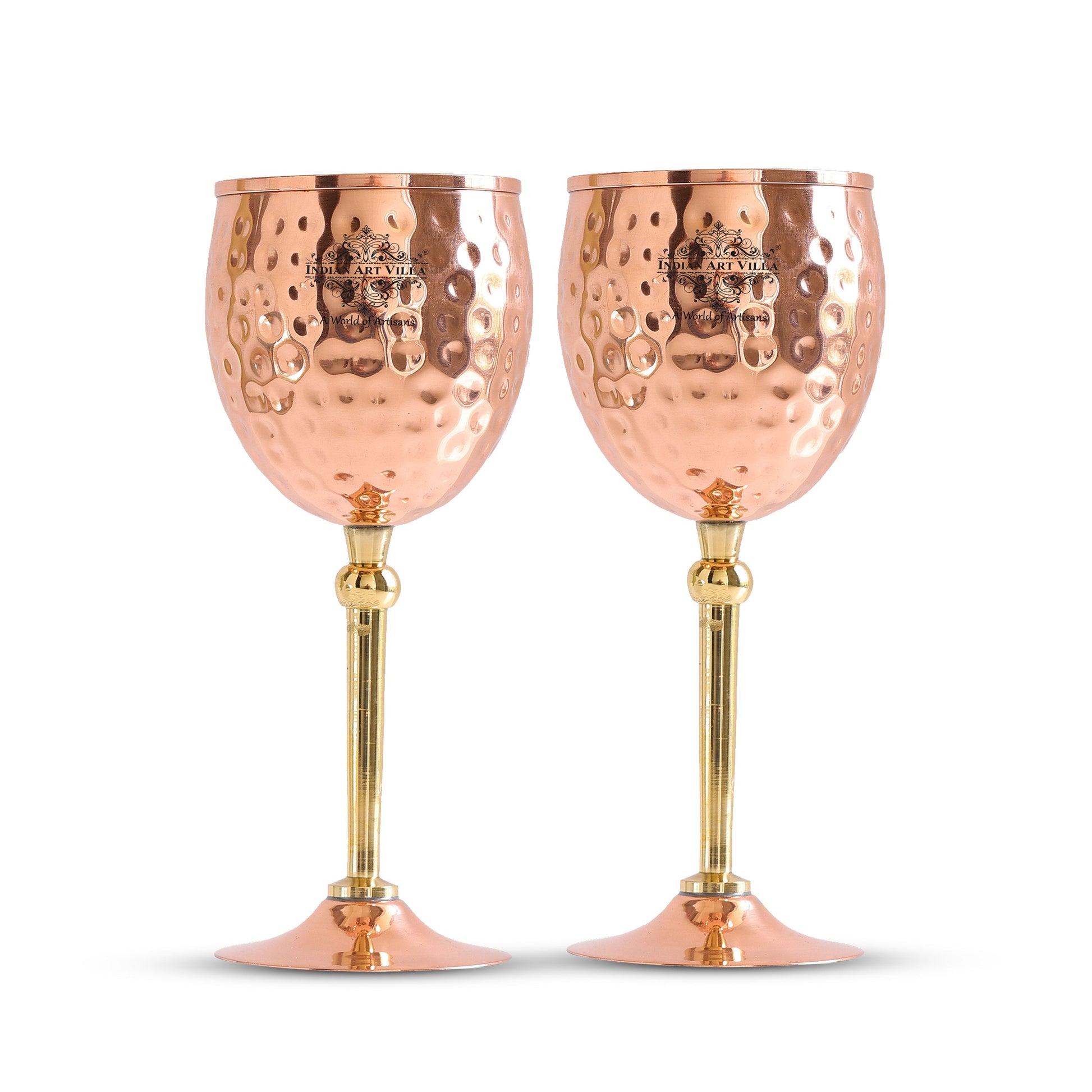 Handcrafted Pure Copper Champagne Glass with Hammered Design, 18.54 CMS
