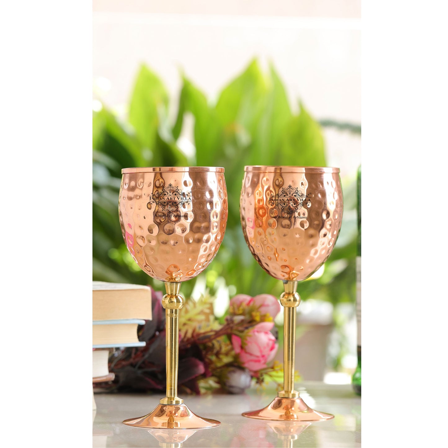 Handcrafted Pure Copper Champagne Glass with Hammered Design, 18.54 CMS