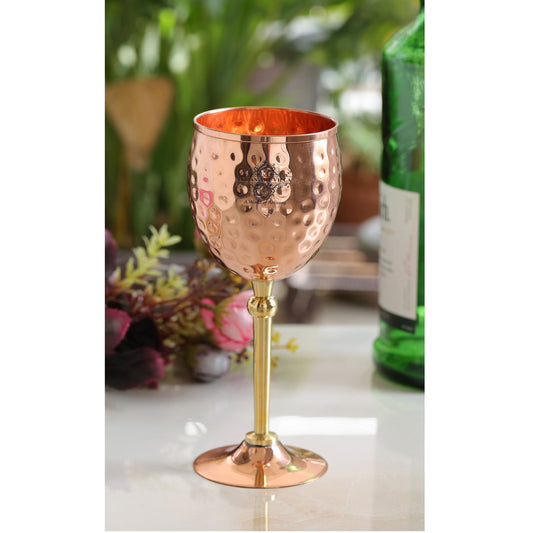 Handcrafted Pure Copper Champagne Glass with Hammered Design, 18.54 CMS
