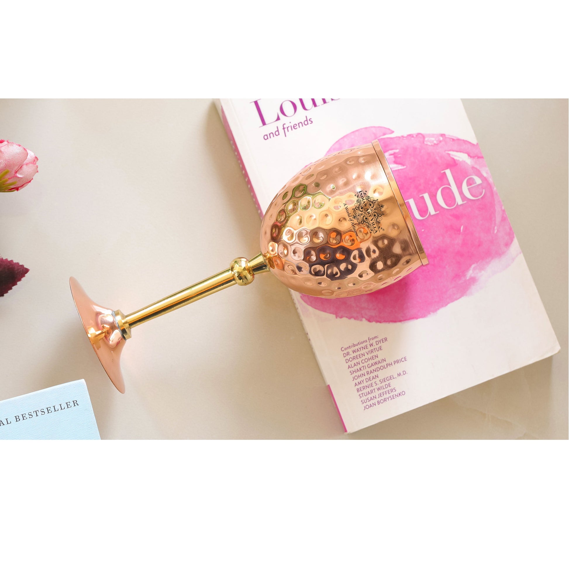 Handcrafted Pure Copper Champagne Glass with Hammered Design, 18.54 CMS