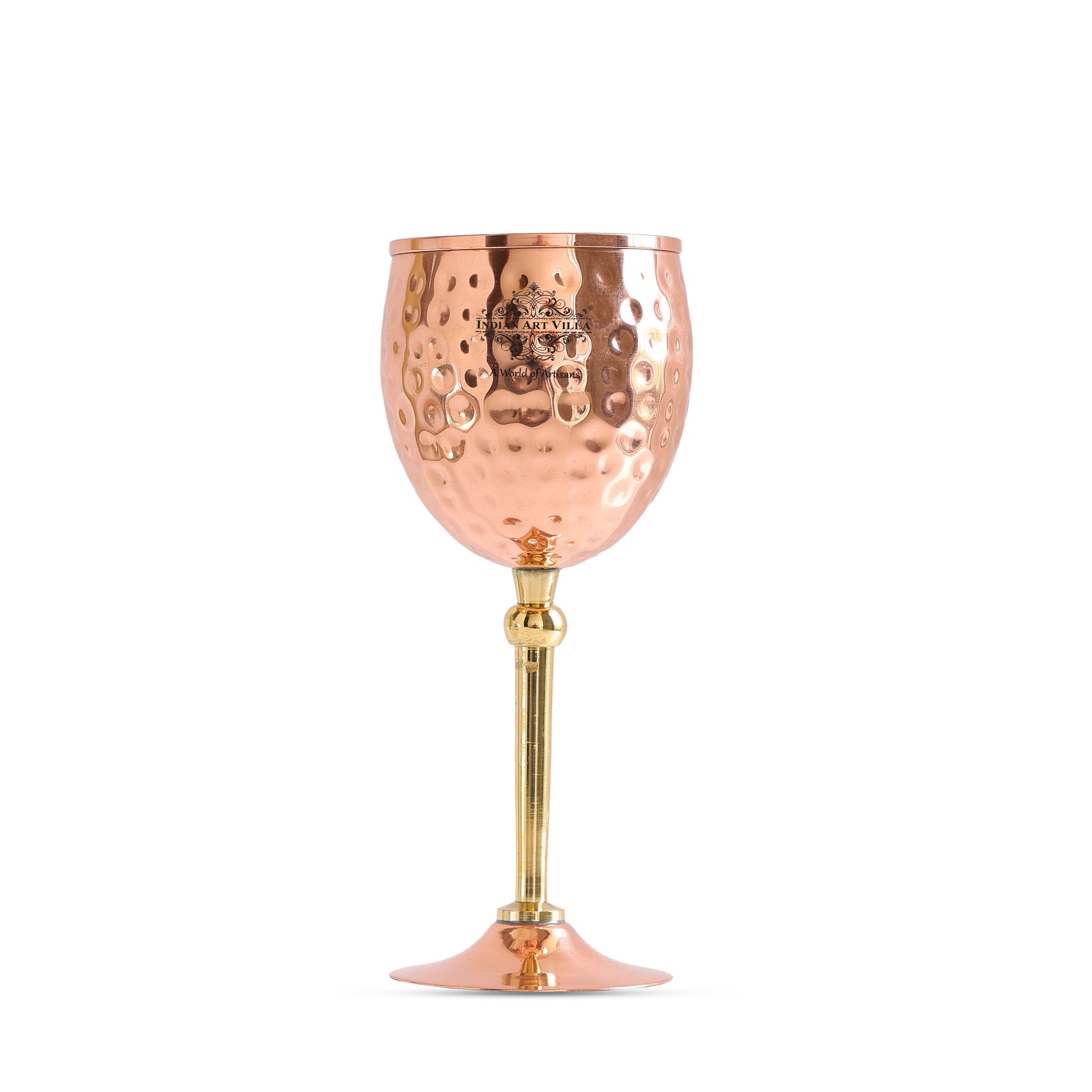 Handcrafted Pure Copper Champagne Glass with Hammered Design, 18.54 CMS