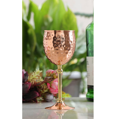 Handcrafted Pure Copper Champagne Glass with Hammered Design, 18.54 CMS
