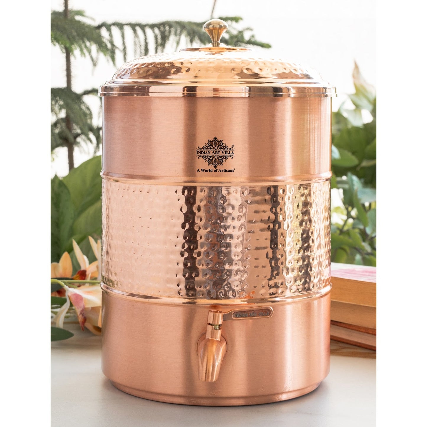 Pure Copper water Pot, Hammered Design, Storage &  Serving water