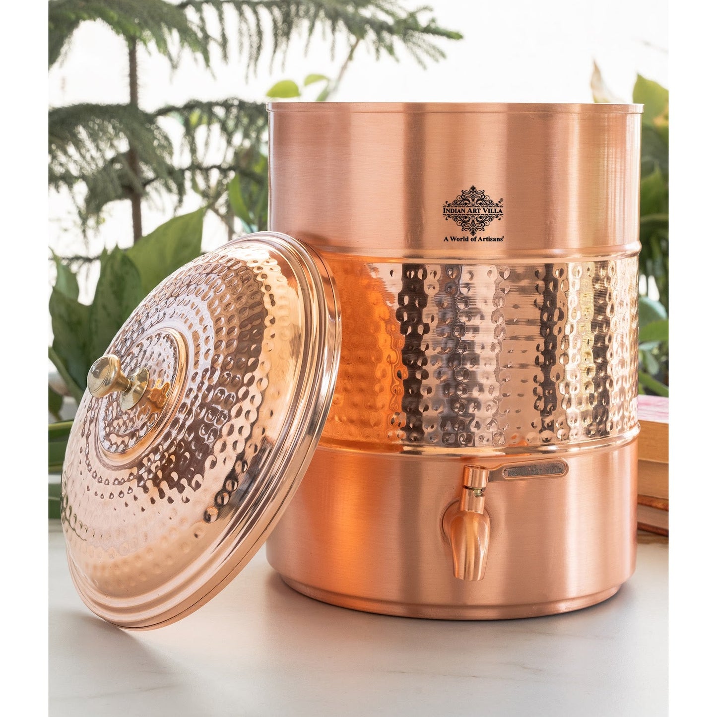 Pure Copper water Pot, Hammered Design, Storage &  Serving water